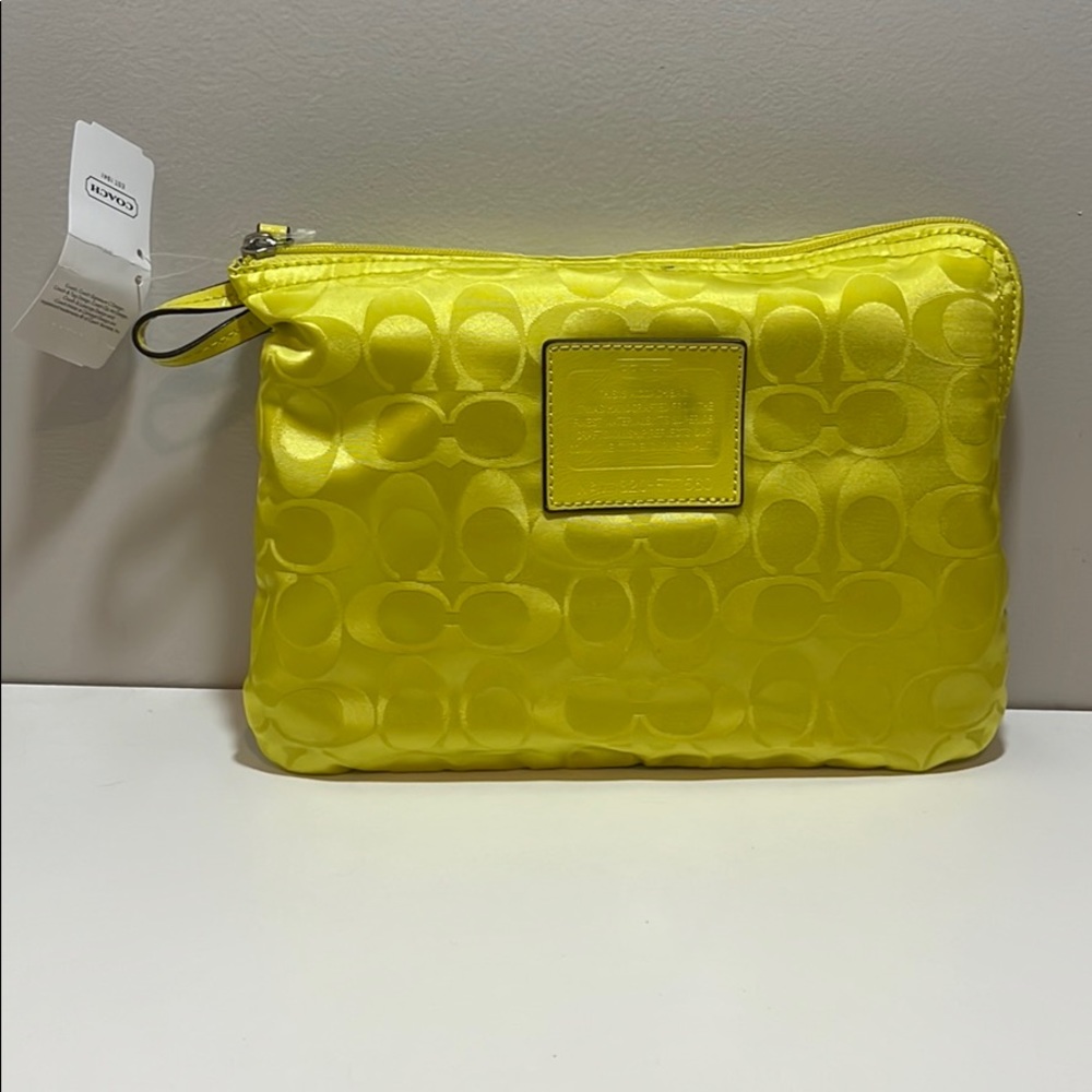 Neon Lime Coach Packable Purse with Carry Bag